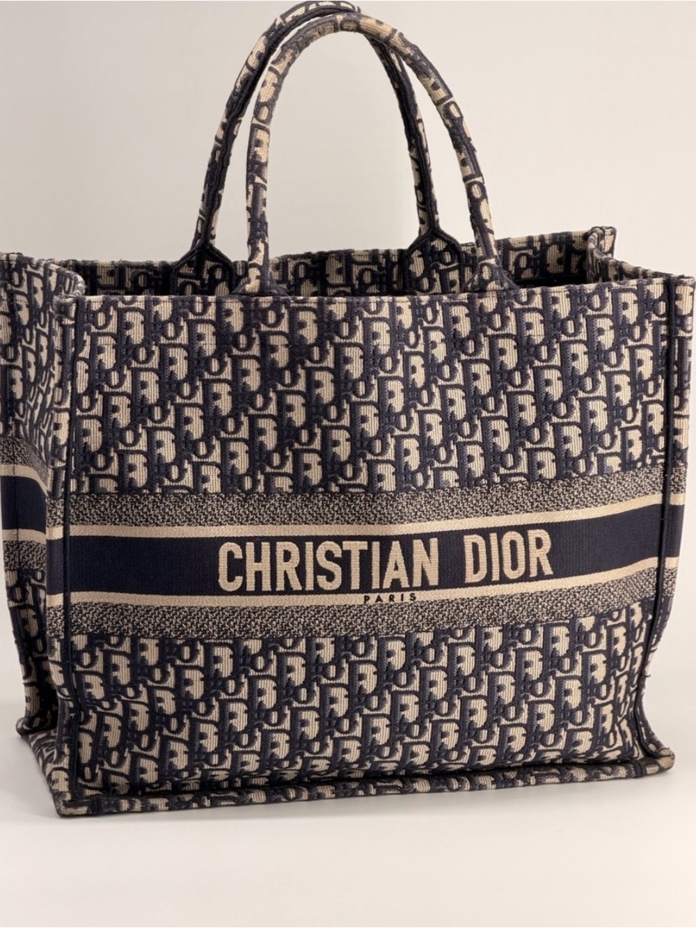 Dior Navy and Beige Christian Dior Tote